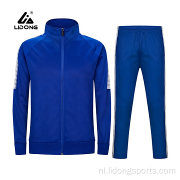 Aangepaste hoogwaardige sportkleding 100% polyester blauw tracksuit